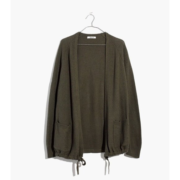 Madewell Palisades Knit Front Tie Open Cardigan Women XS Olive Green Open - Picture 1 of 10